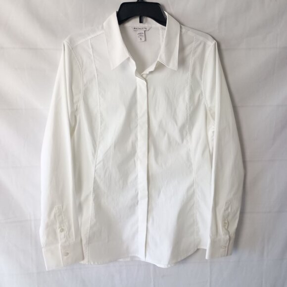 Athleta White Uptown Shirt XL Long Sleeve Button Front Casual Travel Top - Picture 1 of 9